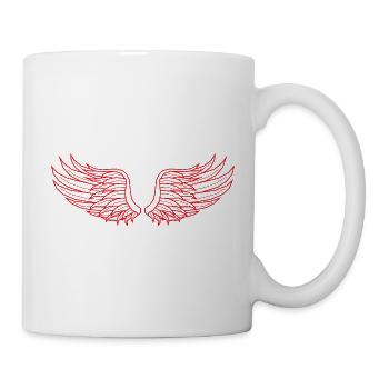 Digital Wings – Modern Line Art in Red - Mug - white - Right
