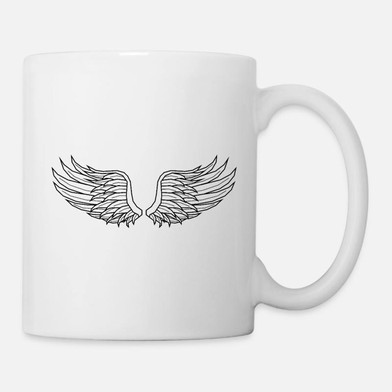 Digital Wings – Modern Line Art in Schwarz - Tasse - Weiß