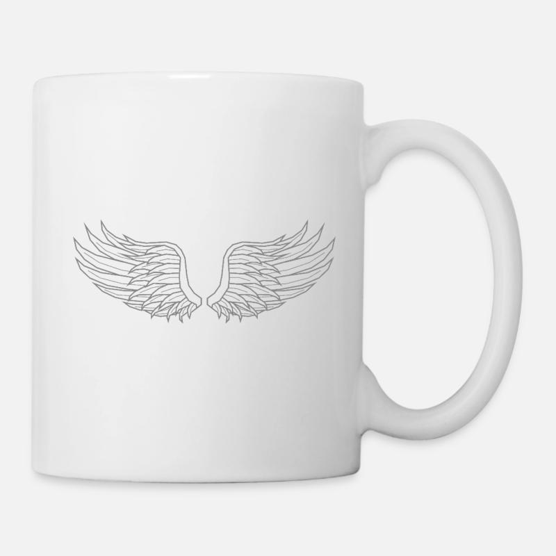 Digital Wings – Modern Line Art in Grey - Mug - white