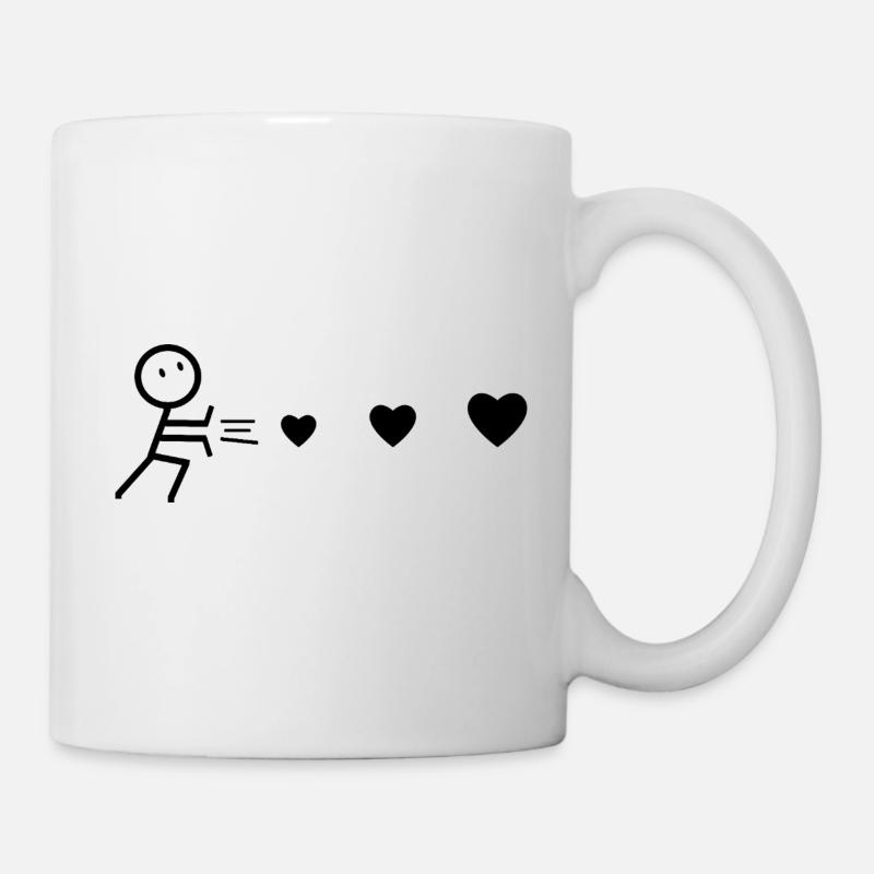 Homme Lanceur de Cœurs Noir - Mug blanc - blanc