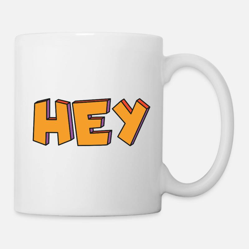 Salut le rétro 3D en orange - Mug blanc - blanc