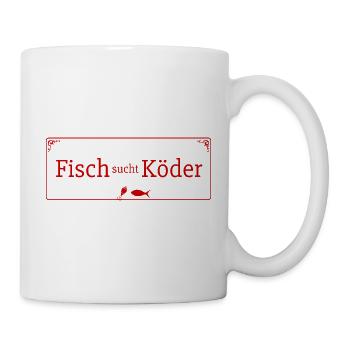 Fisch sucht Köder Vintage Angeln - Tasse - Weiß - Rechts