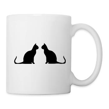 Schwarze Katze 2 Katzen Silhouetten Geschenk - Tasse - Weiß - Rechts