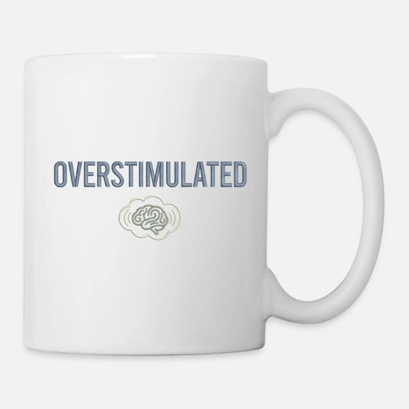 Overstimulated Brain Neon Outline - Mug - white