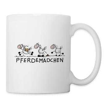 Pferdemädchen Pferde Strichmännchen Zeichnung  - Tasse - Weiß - Rechts