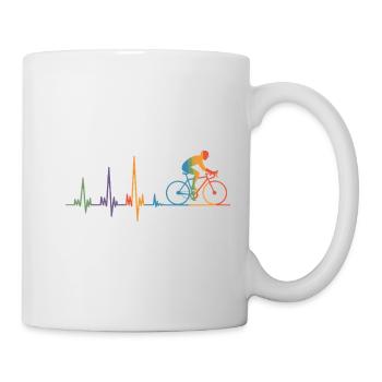 Cyclist Heartbeat ECG Colorful racing cyclist - Mug - white - Right