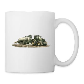 Vintage tractor with slurry tanker agriculture - Mug - white - Right