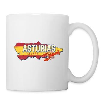 Asturien Spanien Retro Region Landkarte Souvenir - Tasse - Weiß - Rechts