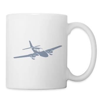 Minimalist propeller plane silhouette - Mug - white - Right