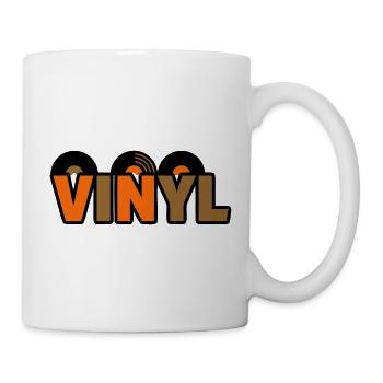 Vinyl Schriftzug Retro Musik Nerd - Tasse - Weiß - Rechts