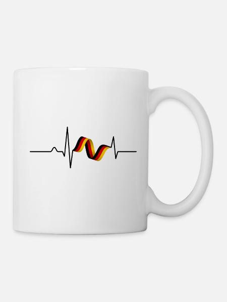 Deutschland Herzschlag Fan Deutsch Farben National - Tasse - Weiß