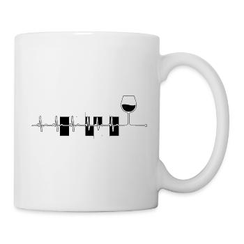 Wine Wine Glass Zigzag Line Rhythm Vino Funny - Mug - white - Right