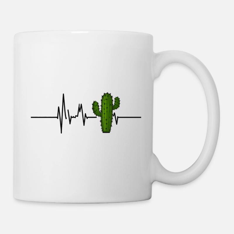 Cactus Battement de cœur ECG Pouls Cactus Lover - Mug blanc - blanc