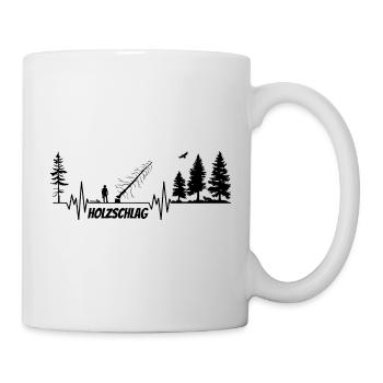 Herzschlag Puls Holzfäller Motorsäge BLACK v2 - Tasse - Weiß - Rechts