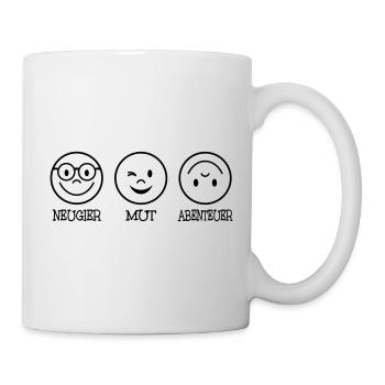 Neugier Mut Abenteuer - Tasse - Weiß - Rechts