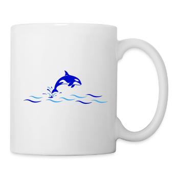 L’orque saute par-dessus les vagues - Mug blanc - blanc - Droite