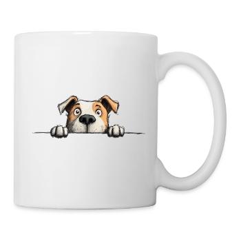 Spähriger Staffy lustiger Hundeliebhaber-Merch - Tasse - Weiß - Rechts