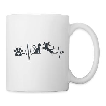 Heart wave cat and dog friend design - Mug - white - Right