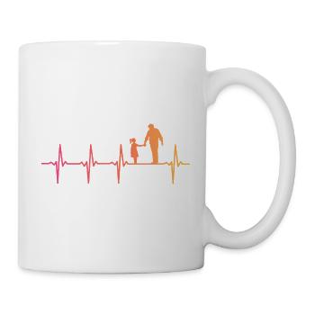 Vater und Tochter Sonnenuntergang Herzschlag Papa, Tochter - Tasse - Weiß - Rechts