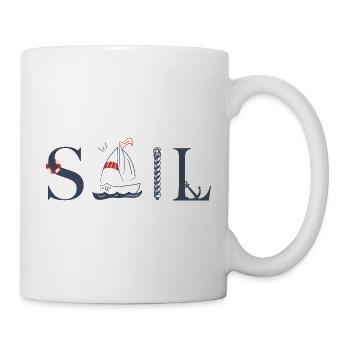 SAIL – Maritimes Typografie Design - Tasse - Weiß - Rechts