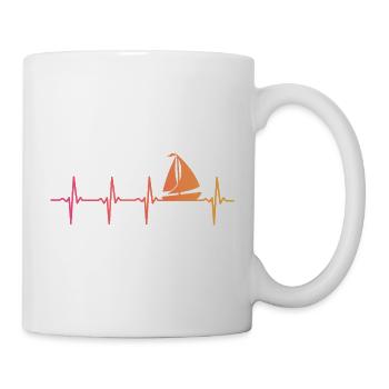 Sunset Sailing Boat Heartbeat Sail - Tasse - Weiß - Rechts