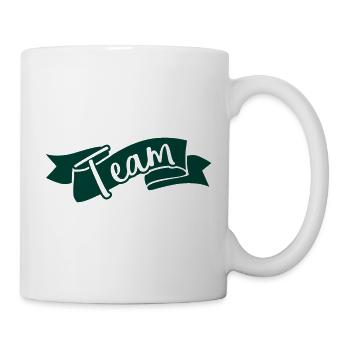 Team Schriftzug mit Banner-Ribbon - Tasse - Weiß - Rechts