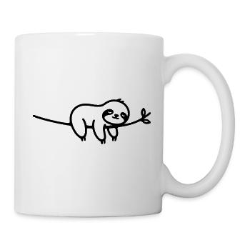 Schlafendes Faultier auf Ast Tiermotiv - Tasse - Weiß - Rechts