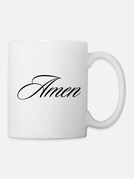 Amen calligraphie cursive Conception de citations de foi - Mug blanc - blanc