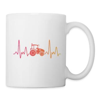 Tractor sunset heartbeat farmer - Mug - white - Right