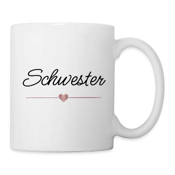 Schwester Herz Geschenk Familie Liebe - Tasse - Weiß - Rechts