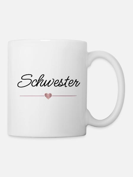 Schwester Herz Geschenk Familie Liebe - Tasse - Weiß