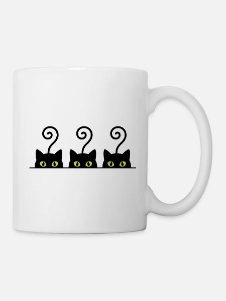 Neonaugen-Reihe auf Schwarz - Tasse - Weiß