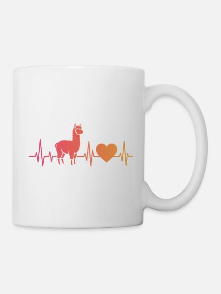 Alpaka Lama Herzschlag Alpaca - Tasse - Weiß