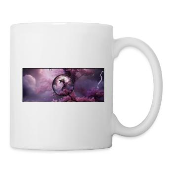 Drache im rosa Nebel - Tasse - Weiß - Rechts