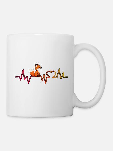 Fuchs Neon Herzschlag Illustration - Tasse - Weiß