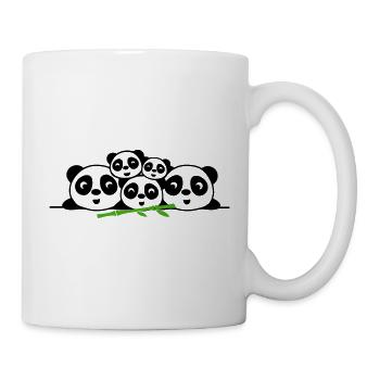 Familie Pandas und Bambus – 2 Eltern, 3 Kinder - Tasse - Weiß - Rechts