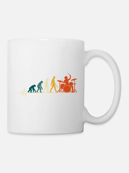 Schlagzeug Evolution – Drummer Herzschlag - Tasse - Weiß