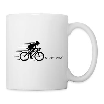 On My Way – Fahrrad T-Shirt für Radfahrer - Tasse - Weiß - Rechts