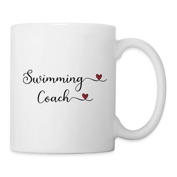 Schwimmtrainer-Typografie mit Herz - Tasse - Weiß - Rechts