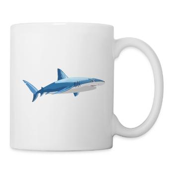Blauer Hai im Comic Stil - Tasse - Weiß - Rechts
