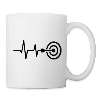 Dartspieler Herzlinie Pfeil ins Ziel Leidenschaft - Tasse - Weiß - Rechts