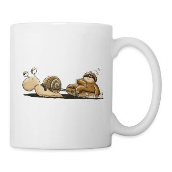 Schnecke Faultier Langsam Müde Tierhumor Cartoon - Tasse - Weiß - Rechts