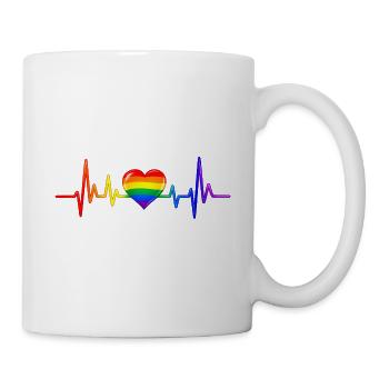 LGBTQ Herz Herzfrequenz Puls EKG Herzlinie - Tasse - Weiß - Rechts