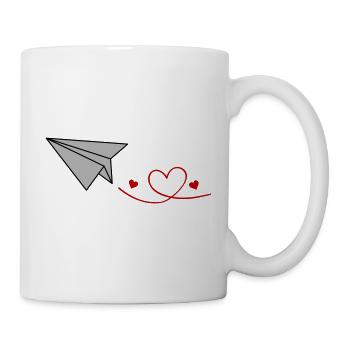 Herzflug Papierflieger - Tasse - Weiß - Rechts