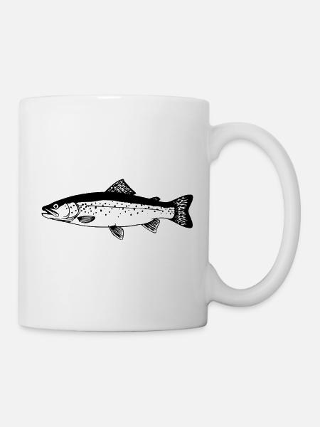 Forellen Angler Geschenk Idee Fliegenfischen - Tasse - Weiß