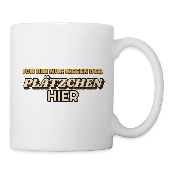 Nur wegen der Plätzchen hier - Weihnachten Retro - Tasse - Weiß - Rechts