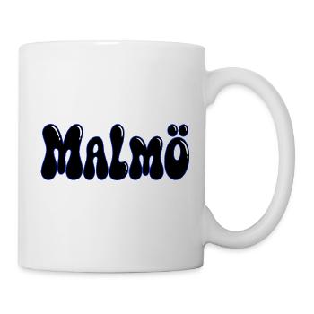 MALMO Buchstaben BLOB Schwarz und Neonblau - Tasse - Weiß - Rechts