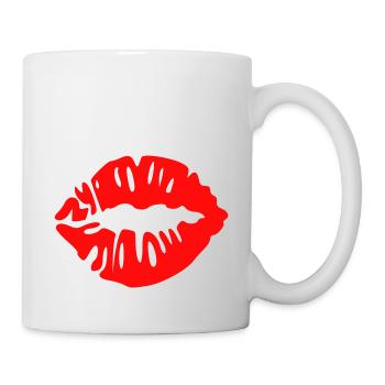 lippen - kuss - Tasse - Weiß - Rechts
