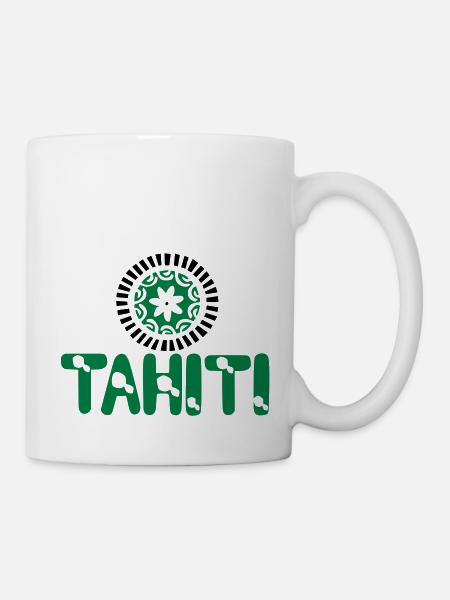 polynesische Tätowierung Tiara Tahiti Karte - Tasse - Weiß