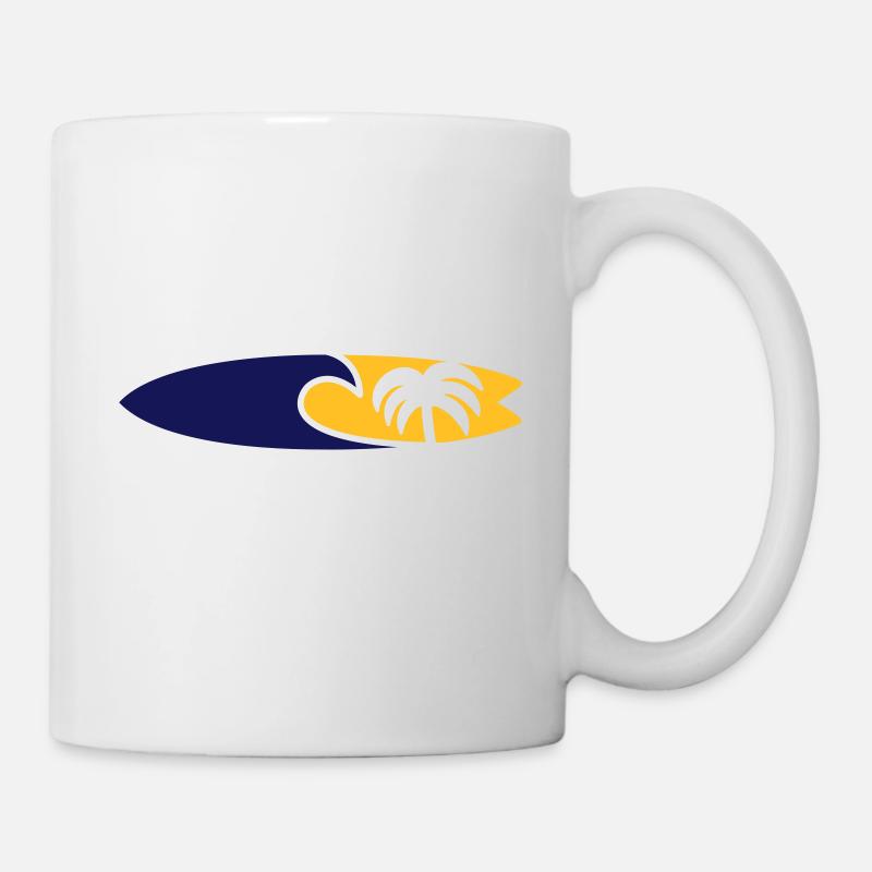 Surfboard Wave Palm Tree - Mug - white